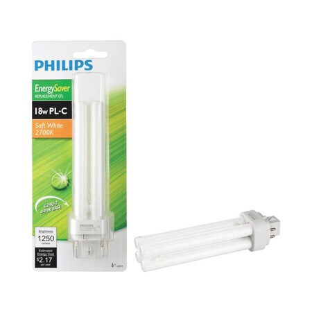 Philips 18 W PL-C 1 in. D X 6 in. L CFL Bulb Soft White Compact 2700 K 434704